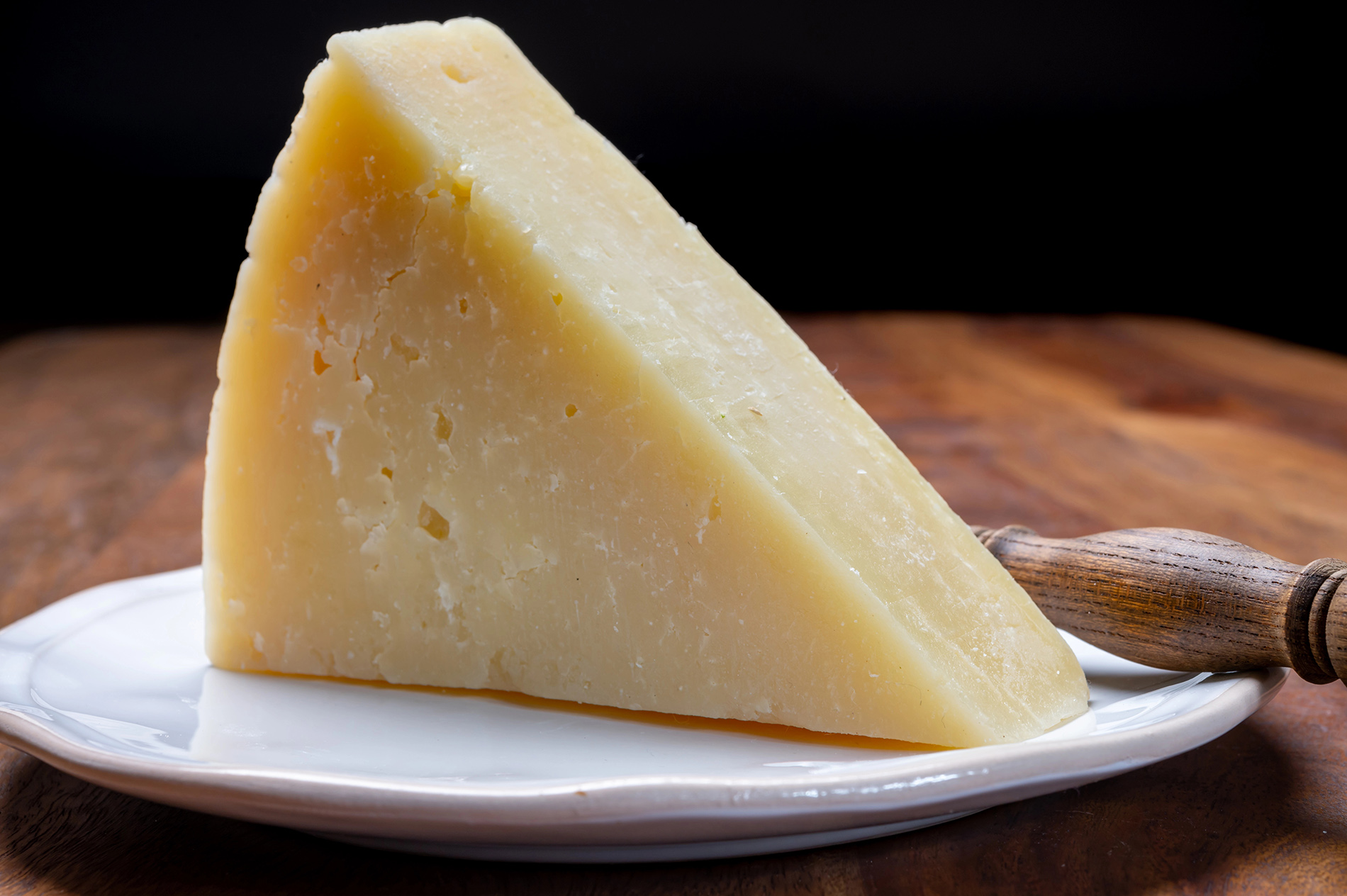 Italian cheeses collection, matured pecorino romano hard cheese made from sheep melk close up